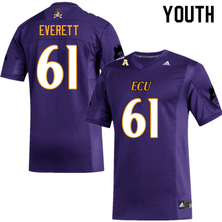 Youth #61 Keziah Everett ECU Pirates College Football Jerseys Sale-Purple